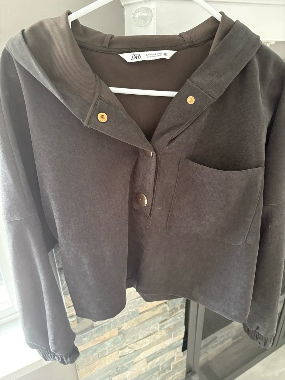 Zara Women's Hooded Button Pullover Jacket